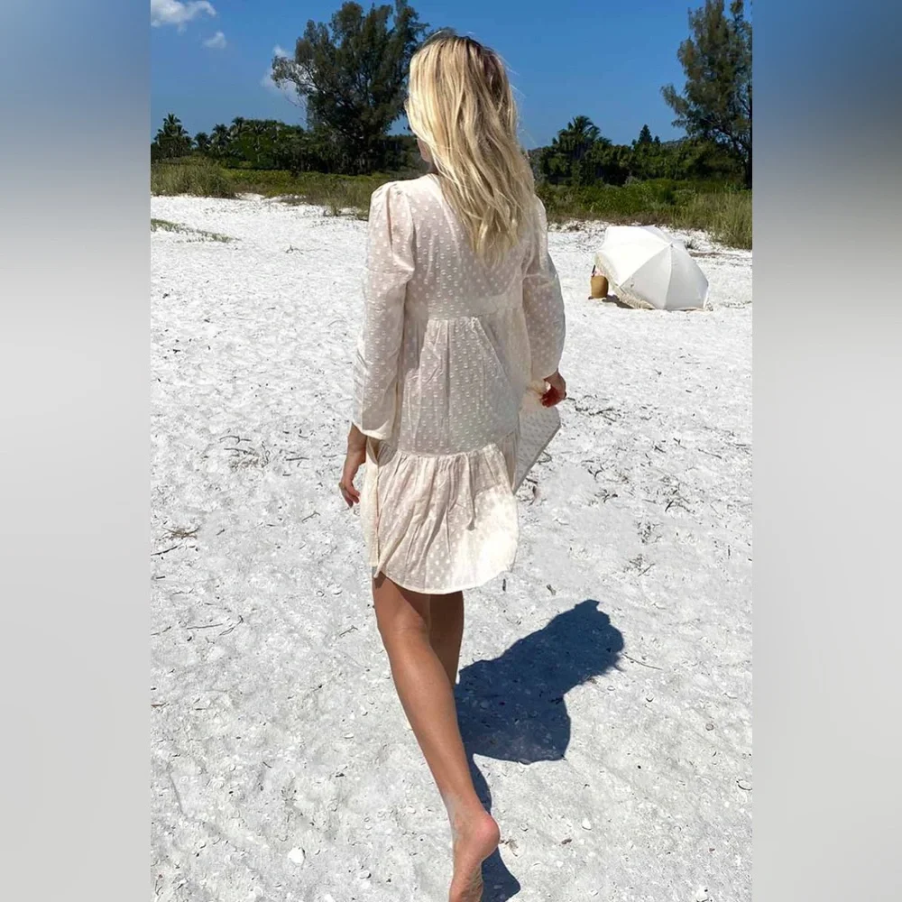 Emerson Fry XS India Collection Layla Swiss Dot Mini Tunic Dress Organic Boho - Picture 15 of 15